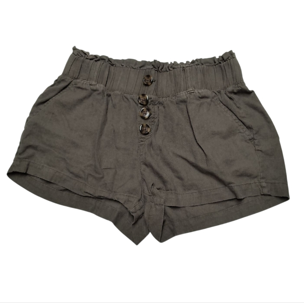 Rewash Hunter Green Linen Blend Pull On Shorts Size M